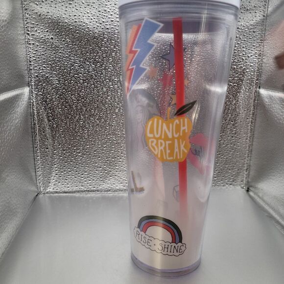 NWT! Starbucks Summer Graffiti Back To School Retro Clear Cold Cup 24oz Tumbler - Picture 5 of 5